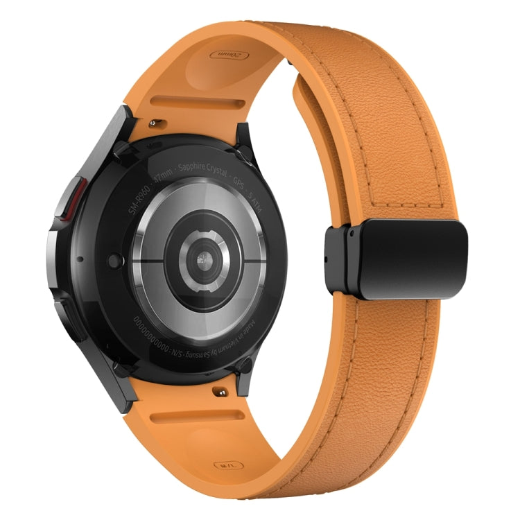 For Samsung Galaxy Watch 6 Magnetic Black Buckle Leather Silicone Watch Band(Light Brown) - Watch Bands by PMC TechLife | Online Shopping South Africa | PMC TechLife