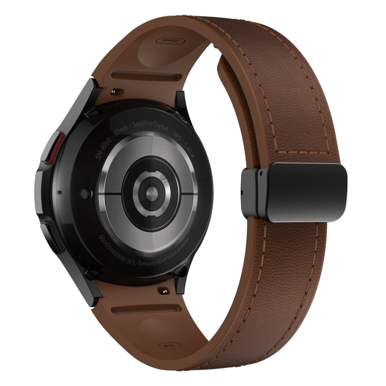 For Samsung Galaxy Watch 6 Magnetic Black Buckle Leather Silicone Watch Band(Dark Brown) - Watch Bands by PMC TechLife | Online Shopping South Africa | PMC TechLife | Buy Now Pay Later Mobicred