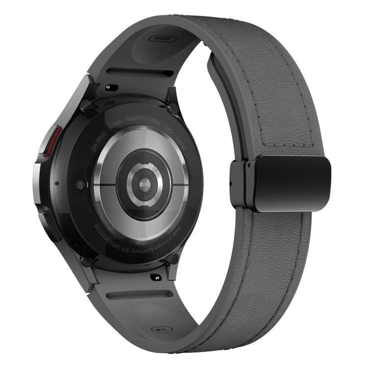 For Samsung Galaxy Watch 6 Magnetic Black Buckle Leather Silicone Watch Band(Space Grey) - Watch Bands by PMC TechLife | Online Shopping South Africa | PMC TechLife