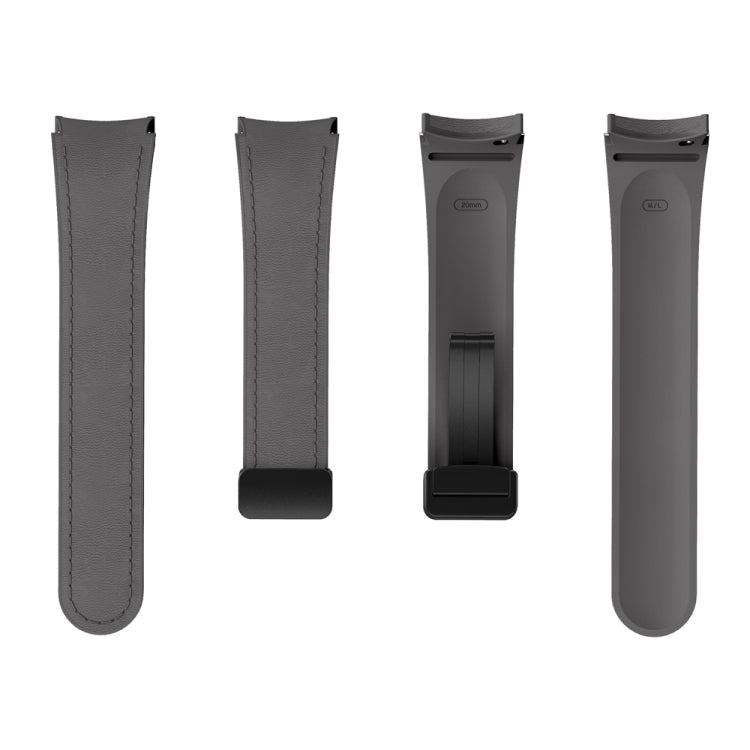 For Samsung Galaxy Watch 6 Magnetic Black Buckle Leather Silicone Watch Band(Space Grey) - Watch Bands by PMC TechLife | Online Shopping South Africa | PMC TechLife