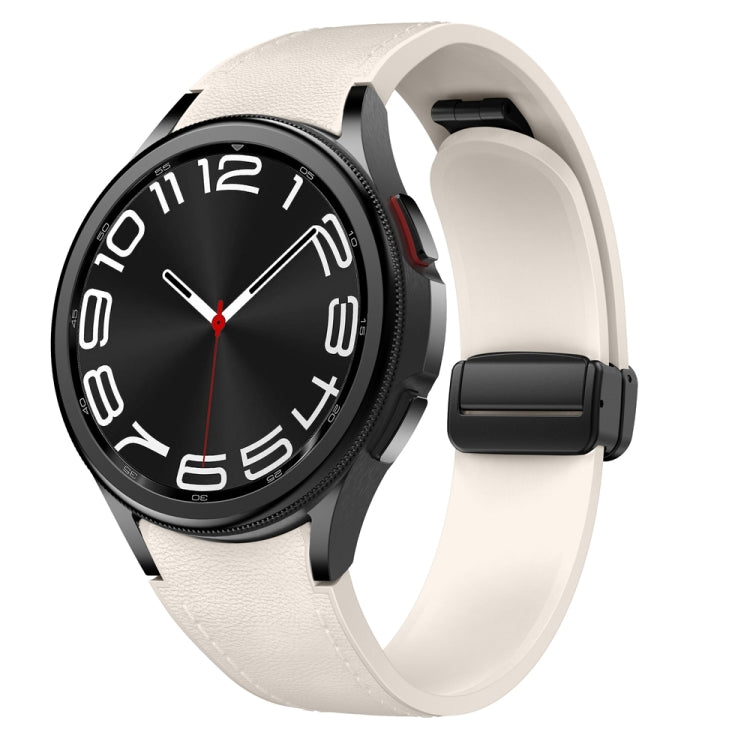 For Samsung Galaxy Watch 6 Magnetic Black Buckle Leather Silicone Watch Band(Starlight) - Watch Bands by PMC TechLife | Online Shopping South Africa | PMC TechLife