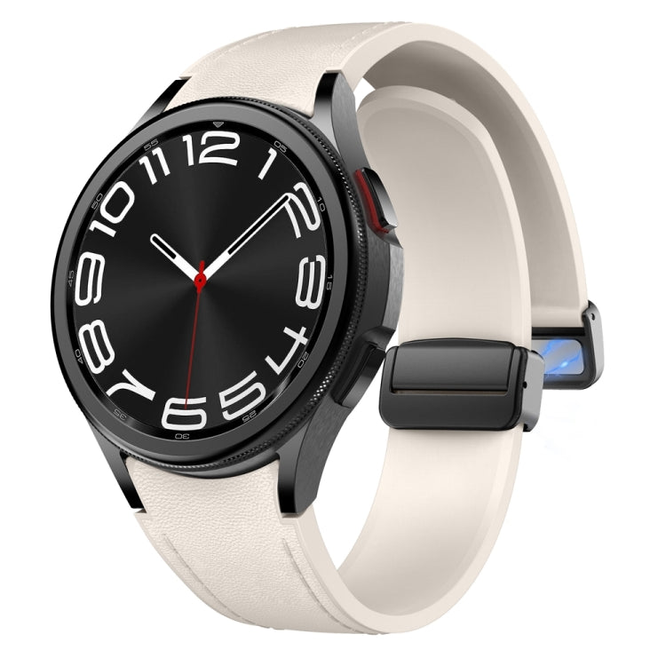 For Samsung Galaxy Watch 6 Magnetic Black Buckle Leather Silicone Watch Band(Starlight) - Watch Bands by PMC TechLife | Online Shopping South Africa | PMC TechLife