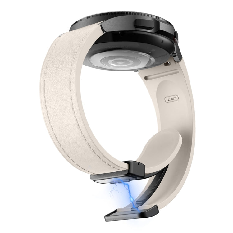 For Samsung Galaxy Watch 6 Magnetic Black Buckle Leather Silicone Watch Band(Starlight) - Watch Bands by PMC TechLife | Online Shopping South Africa | PMC TechLife