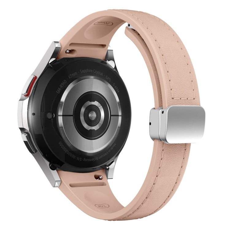 For Samsung Galaxy Watch 6 Slim Magnetic Silver Buckle Leather Silicone Watch Band(Pink) - free shipping - PMC TechLife - Order now!