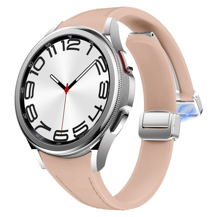 For Samsung Galaxy Watch 6 Slim Magnetic Silver Buckle Leather Silicone Watch Band(Pink) - free shipping - PMC TechLife - Order now!