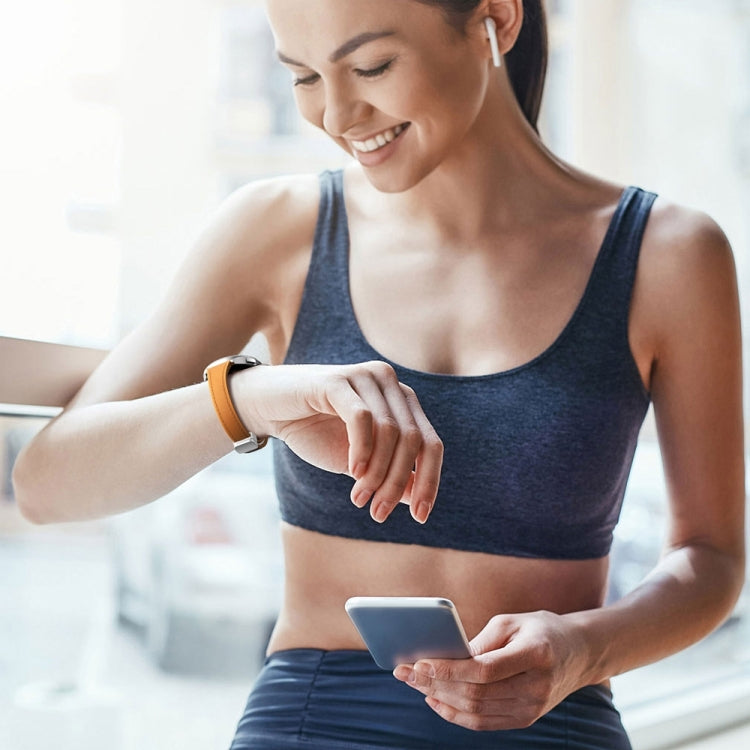 For Samsung Galaxy Watch 6 Slim Magnetic Silver Buckle Leather Silicone Watch Band(Light Brown) - Watch Bands by PMC TechLife | Online Shopping South Africa | PMC TechLife