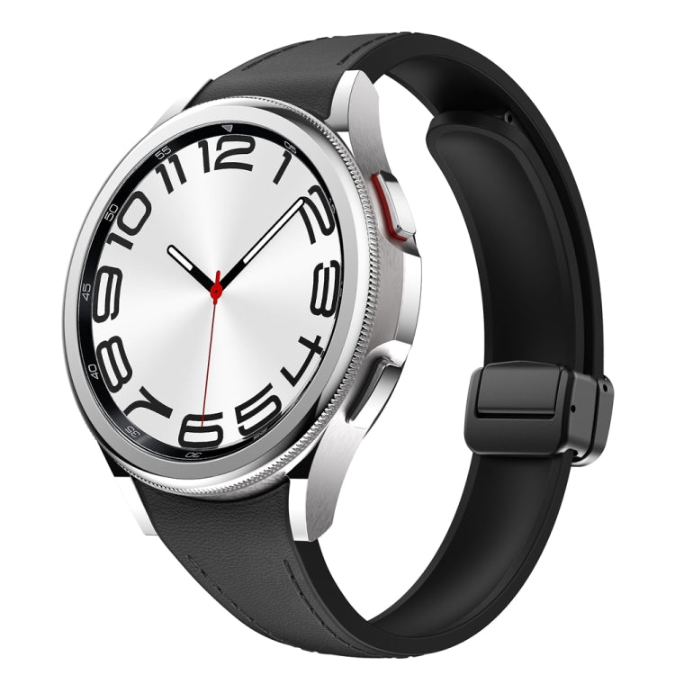 For Samsung Galaxy Watch 6 Slim Magnetic Black Buckle Leather Silicone Watch Band(Black) - Watch Bands by PMC TechLife | Online Shopping South Africa | PMC TechLife | Buy Now Pay Later Mobicred