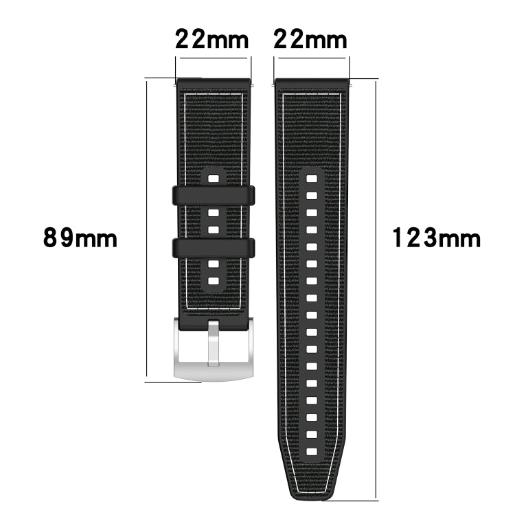 22mm Hybrid Nylon Braid Silicone Watch Band(Midnight Blue) - 22mm Bands by PMC TechLife | Online Shopping South Africa | PMC TechLife