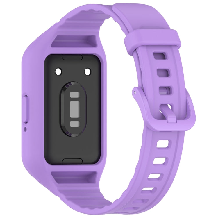 For Samsung Galaxy Fit 3 Solid Color Integrated TPU Watch Band(Purple) - Watch Bands by PMC TechLife | Online Shopping South Africa | PMC TechLife