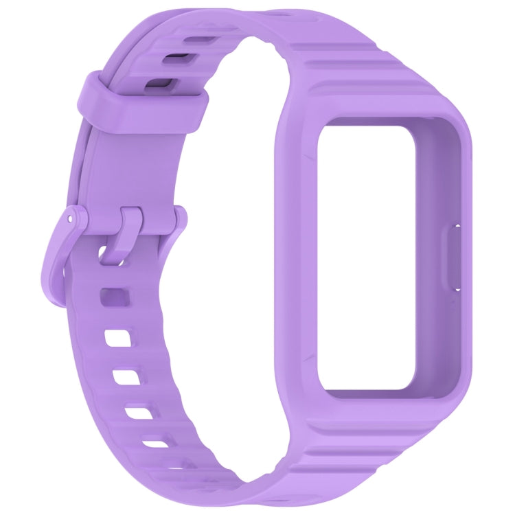 For Samsung Galaxy Fit 3 Solid Color Integrated TPU Watch Band(Purple) - Watch Bands by PMC TechLife | Online Shopping South Africa | PMC TechLife
