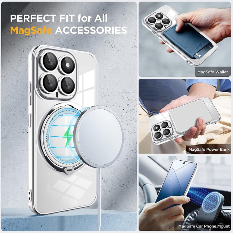 For Xiaomi 14 Electroplating MagSafe 360 Degree Rotation Holder Shockproof Phone Case(Blue) - 14 Cases by PMC TechLife | Online Shopping South Africa | PMC TechLife