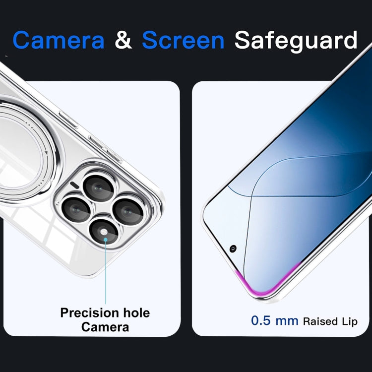 For Xiaomi 14 Electroplating MagSafe 360 Degree Rotation Holder Shockproof Phone Case(Blue) - 14 Cases by PMC TechLife | Online Shopping South Africa | PMC TechLife