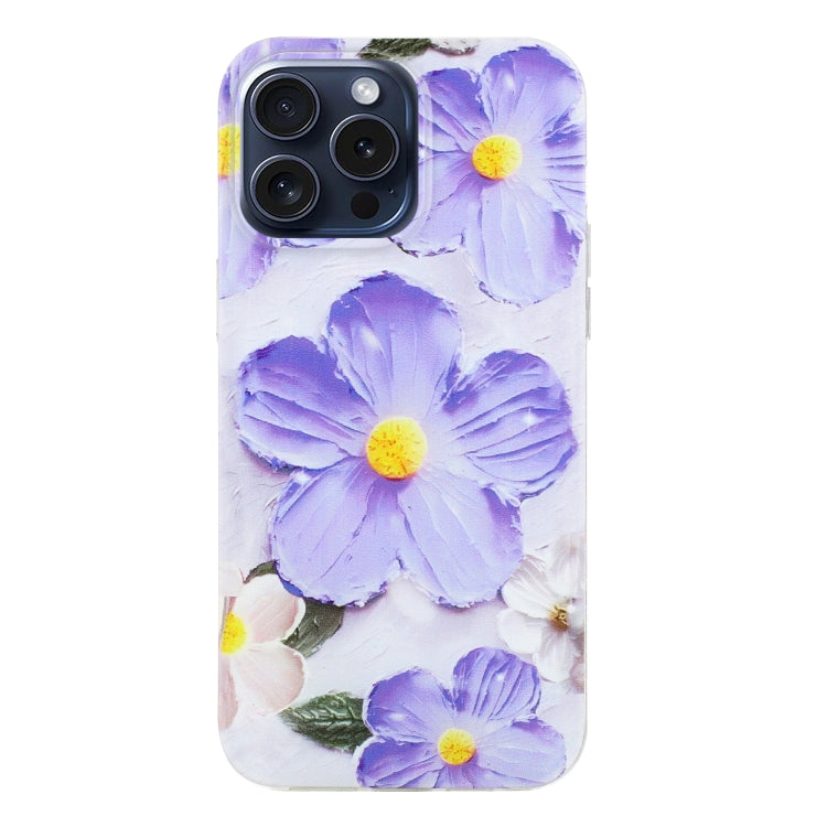 For iPhone 16 Pro Colorful Painting Pattern TPU Phone Case(Purple Flowers) - iPhone 16 Pro Cases by PMC TechLife | Online Shopping South Africa | PMC TechLife | Buy Now Pay Later Mobicred