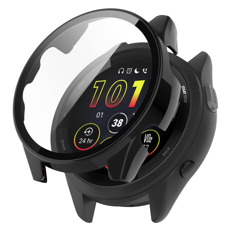 For Garmin Forerunner 165 / 165 Music PC + Tempered Film Integrated Watch Protective Case(Black) - Watch Cases by PMC TechLife | Online Shopping South Africa | PMC TechLife