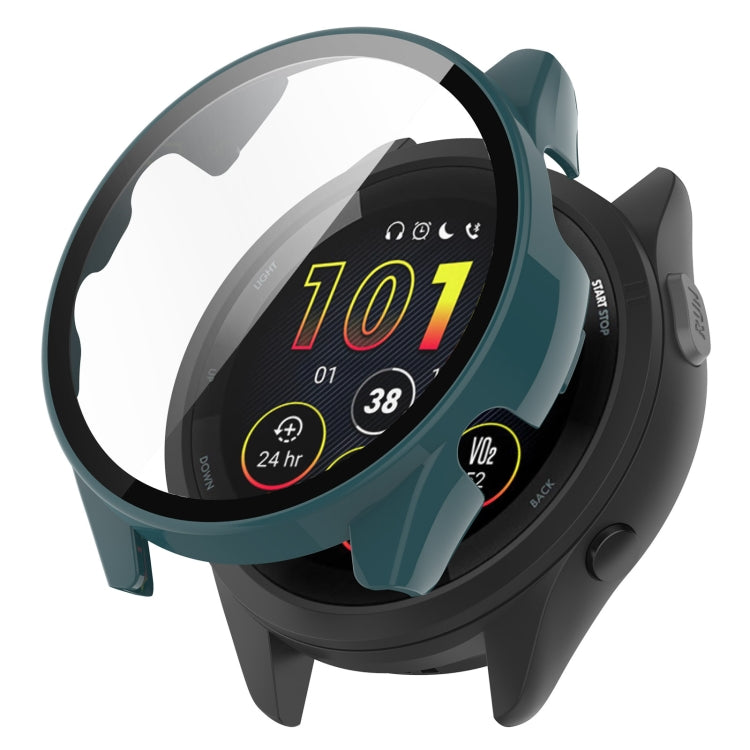 For Garmin Forerunner 165 / 165 Music PC + Tempered Film Integrated Watch Protective Case(Pine Green) - Watch Cases by PMC TechLife | Online Shopping South Africa | PMC TechLife