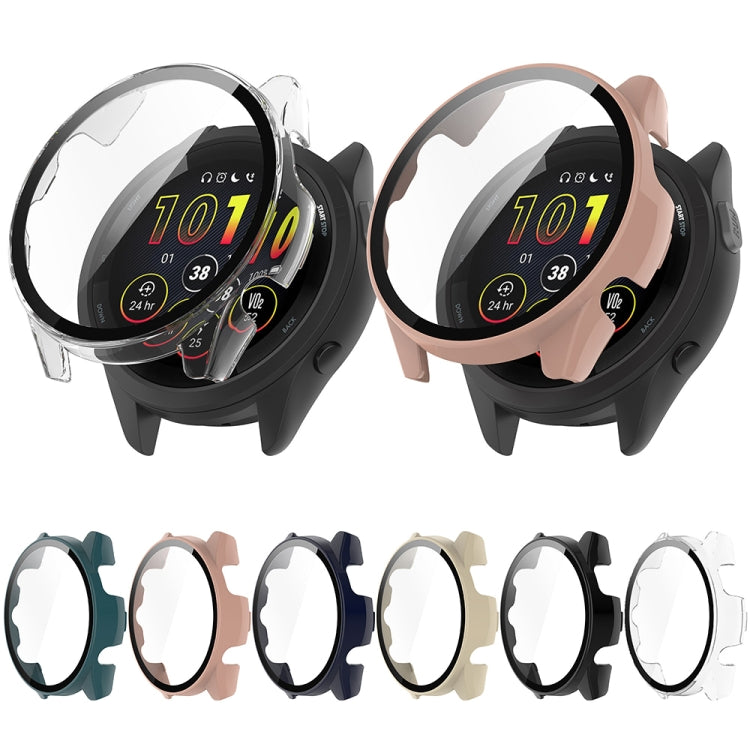 For Garmin Forerunner 165 / 165 Music PC + Tempered Film Integrated Watch Protective Case(Pine Green) - Watch Cases by PMC TechLife | Online Shopping South Africa | PMC TechLife