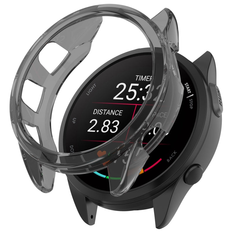 For Garmin Forerunner 165 / 165 Music Half Pack Hollow TPU Watch Protective Case(Transparent Black) - Watch Cases by PMC TechLife | Online Shopping South Africa | PMC TechLife