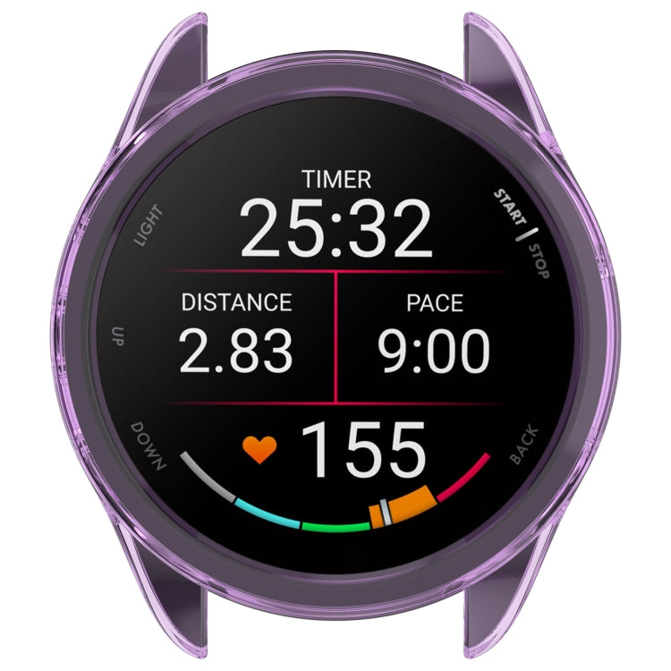 For Garmin Forerunner 165 / 165 Music Half Pack Hollow TPU Watch Protective Case(Transparent Purple) - Watch Cases by PMC TechLife | Online Shopping South Africa | PMC TechLife