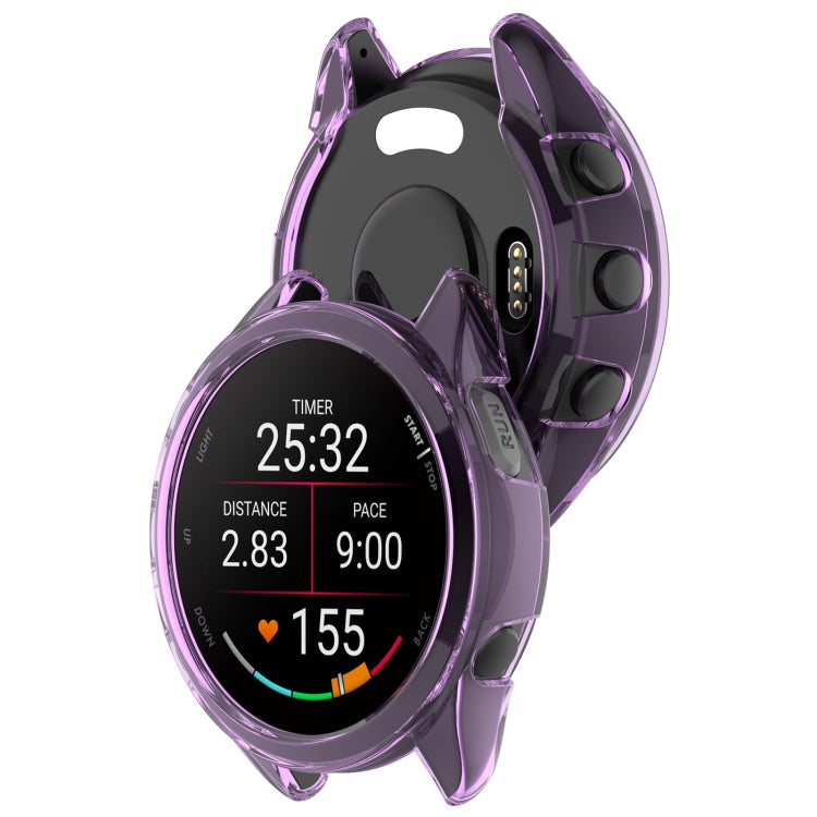 For Garmin Forerunner 165 / 165 Music Half Pack Hollow TPU Watch Protective Case(Transparent Purple) - Watch Cases by PMC TechLife | Online Shopping South Africa | PMC TechLife