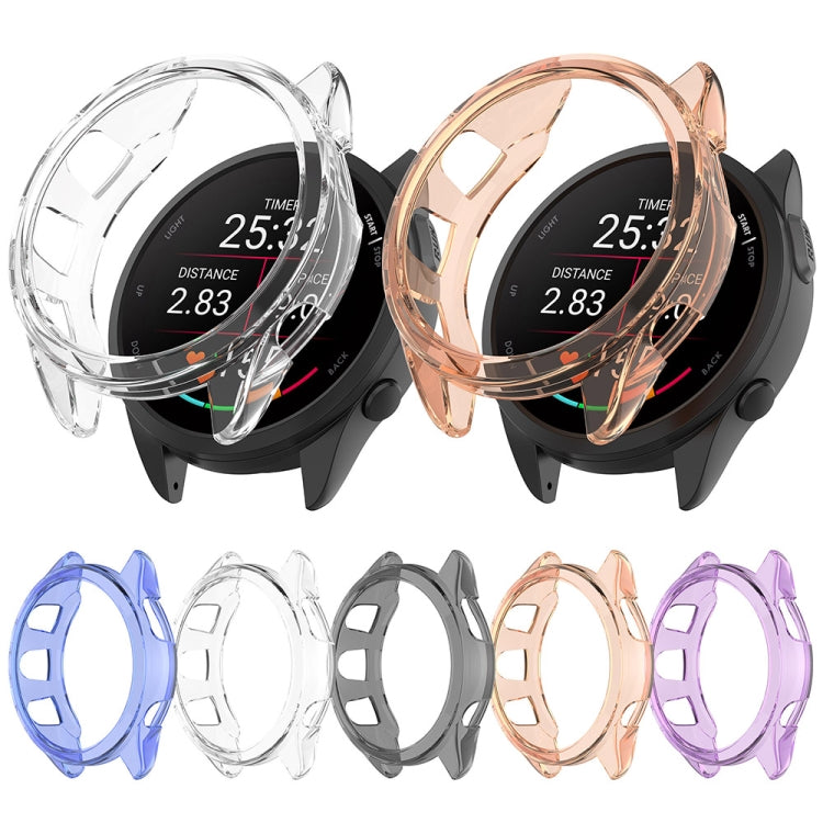 For Garmin Forerunner 165 / 165 Music Half Pack Hollow TPU Watch Protective Case(Transparent Black) - Watch Cases by PMC TechLife | Online Shopping South Africa | PMC TechLife