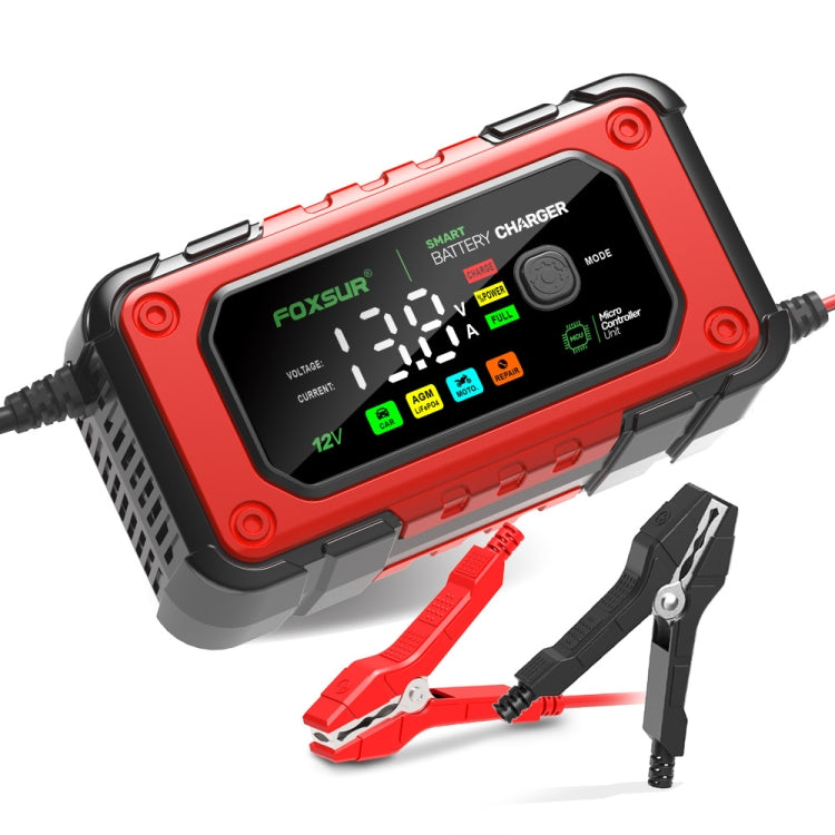 FOXSUR 7A 12V Car / Motorcycle Smart Battery Charger, Plug Type:EU Plug(Red) - Battery Charger by FOXSUR | Online Shopping South Africa | PMC TechLife | Buy Now Pay Later Mobicred