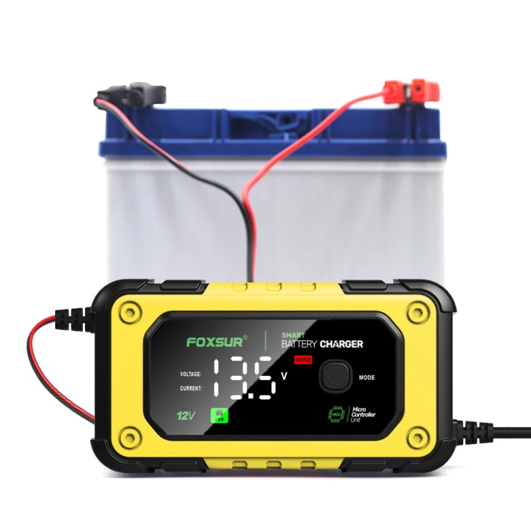 FOXSUR 7A 12V Car / Motorcycle Smart Battery Charger, Plug Type:EU Plug(Yellow) - free shipping - PMC TechLife - Order now!