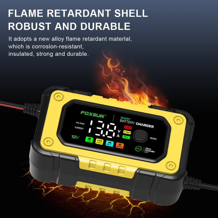 FOXSUR 7A 12V Car / Motorcycle Smart Battery Charger, Plug Type:EU Plug(Yellow) - free shipping - PMC TechLife - Order now!