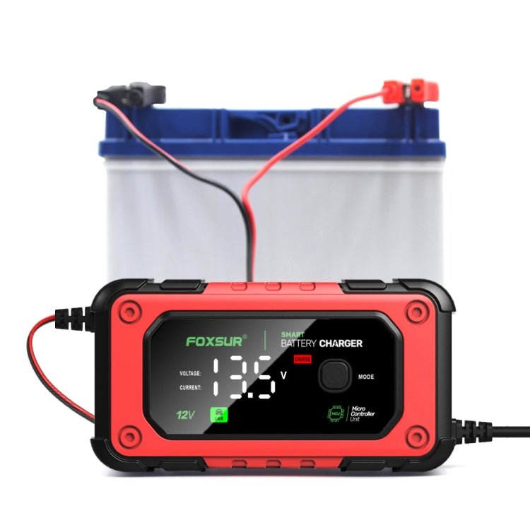 FOXSUR 7A 12V Car / Motorcycle Smart Battery Charger, Plug Type:US Plug(Red) - free shipping - PMC TechLife - Order now!