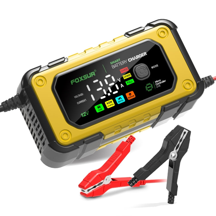 FOXSUR 7A 12V Car / Motorcycle Smart Battery Charger, Plug Type:US Plug(Yellow) - free shipping - PMC TechLife - Order now!