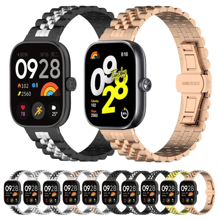 For Xiaomi Mi Band 8 Pro Five-bead Butterfly Buckle Metal Watch Band(Silver Rose Gold B) - Watch Bands by PMC TechLife | Online Shopping South Africa | PMC TechLife