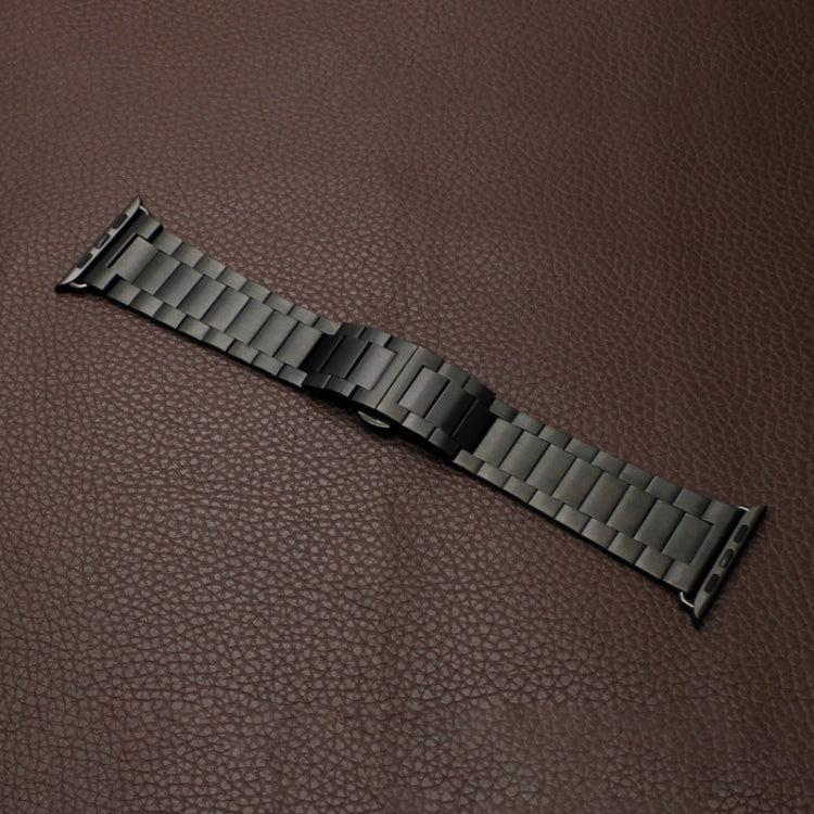 For Apple Watch Ultra 49mm Three-bead Butterfly Buckle Metal Watch Band(Black) - Watch Bands by PMC TechLife | Online Shopping South Africa | PMC TechLife