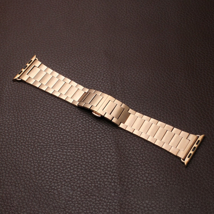 For Apple Watch Series 5 40mm Three-bead Butterfly Buckle Metal Watch Band(Rose Gold) - Watch Bands by PMC TechLife | Online Shopping South Africa | PMC TechLife