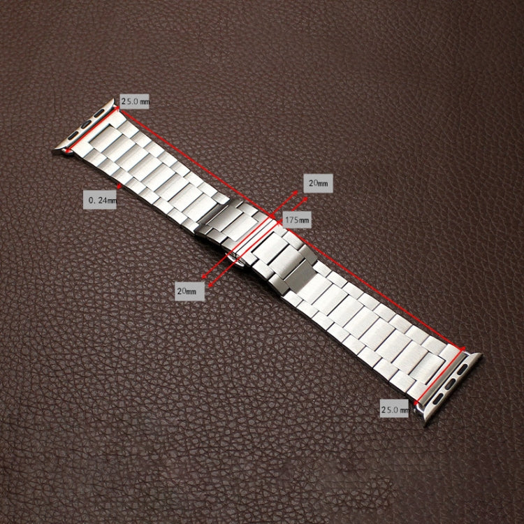 For Apple Watch SE 40mm Three-bead Butterfly Buckle Metal Watch Band(Silver Black) - Watch Bands by PMC TechLife | Online Shopping South Africa | PMC TechLife