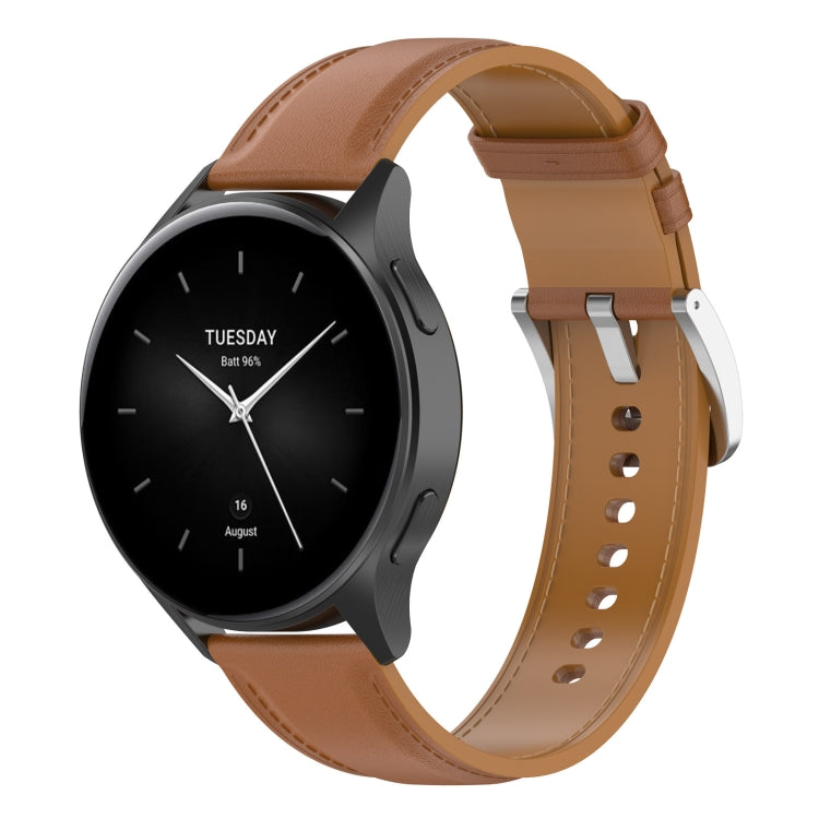 For Xiaomi Watch 2 22mm Genuine Leather Watch Band(Light Brown) - Watch Bands by PMC TechLife | Online Shopping South Africa | PMC TechLife