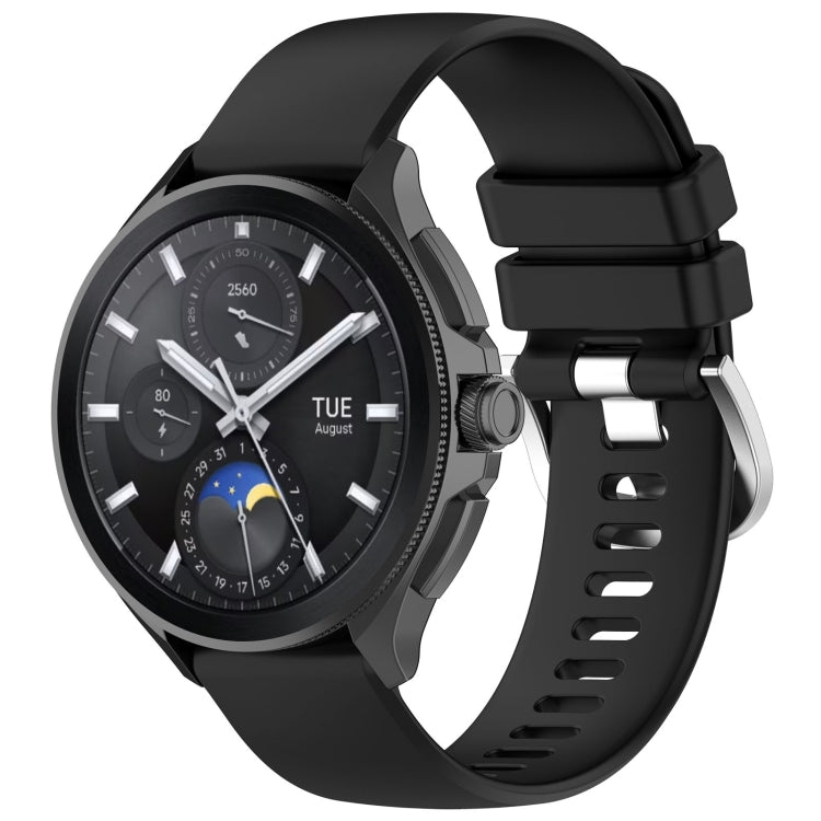 For Xiaomi Watch 2 Liquid Glossy Silver Buckle Silicone Watch Band(Black) - Watch Bands by PMC TechLife | Online Shopping South Africa | PMC TechLife