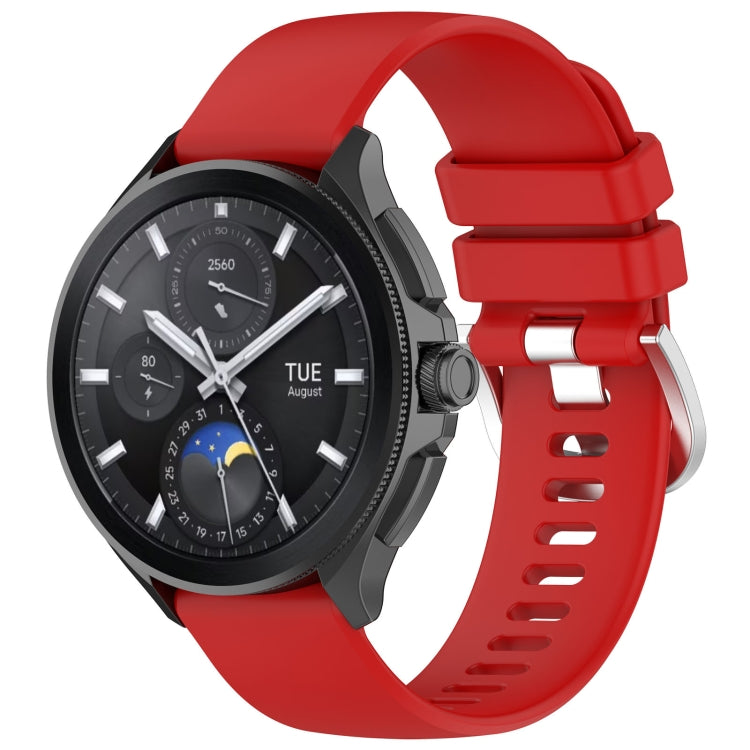 For Xiaomi Watch 2 Liquid Glossy Silver Buckle Silicone Watch Band(Red) - Watch Bands by PMC TechLife | Online Shopping South Africa | PMC TechLife