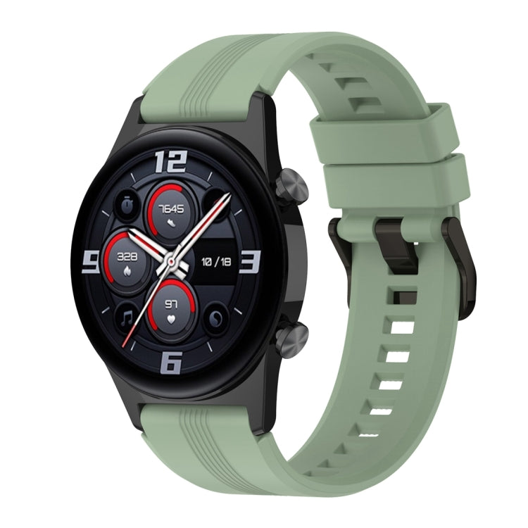 For Honor Watch GS 4 Striped Stainless Steel Buckle Silicone Watch Band(Green) - Watch Bands by PMC TechLife | Online Shopping South Africa | PMC TechLife