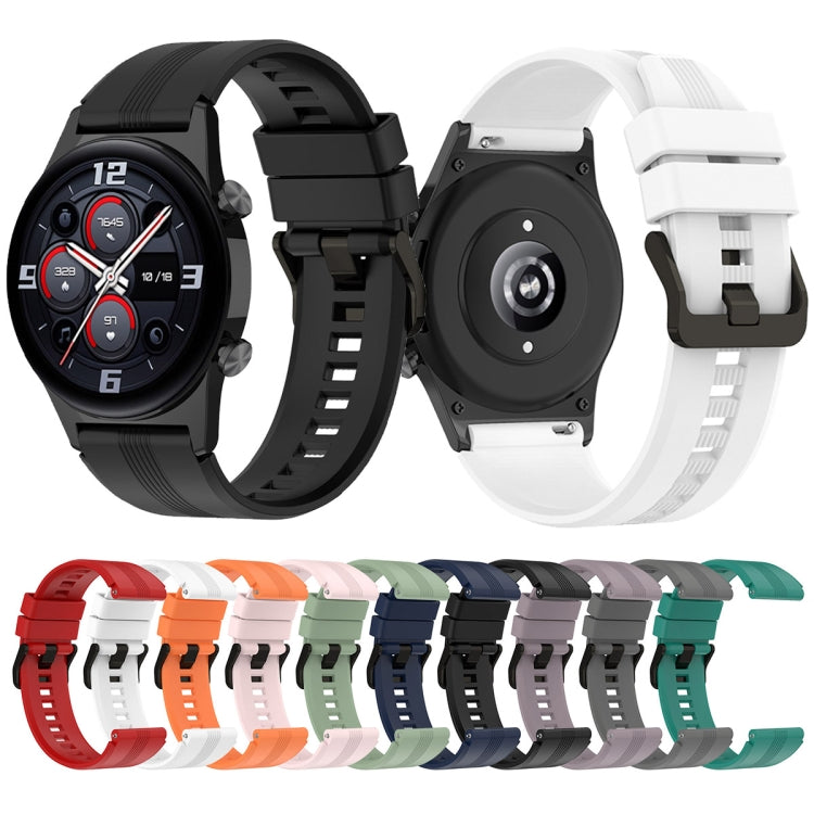 For Honor Watch GS 4 Striped Stainless Steel Buckle Silicone Watch Band(Pine Green) - Watch Bands by PMC TechLife | Online Shopping South Africa | PMC TechLife