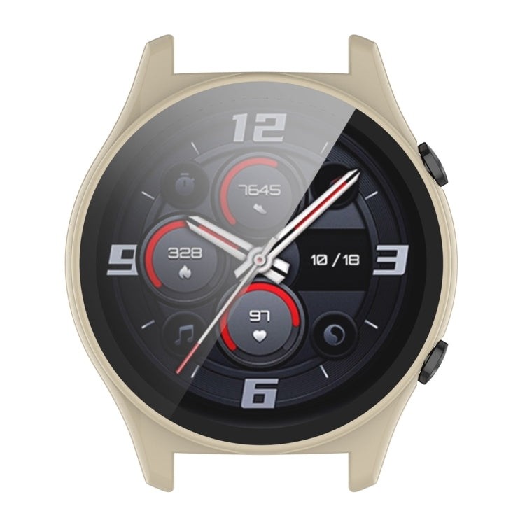 For Honor Watch GS 4 PC + Tempered Film Integrated Watch Protective Case(Ivory White) - Watch Cases by PMC TechLife | Online Shopping South Africa | PMC TechLife