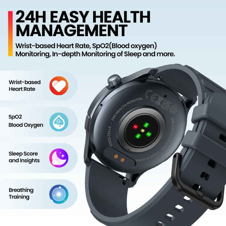 Zeblaze Btalk 3 Pro 1.43 inch BT5.2 Fitness Wellness Smart Watch, Support Bluetooth Call / Sleep / Blood Oxygen / Heart Rate / Blood Pressure Health Monitor(Space Gray) - free shipping - PMC TechLife - Order now!