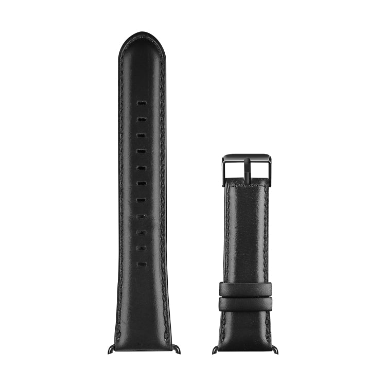 For Apple Watch SE 2023 44mm DUX DUCIS Business Genuine Leather Watch Strap(Black) - Watch Bands by DUX DUCIS | Online Shopping South Africa | PMC TechLife | Buy Now Pay Later Mobicred
