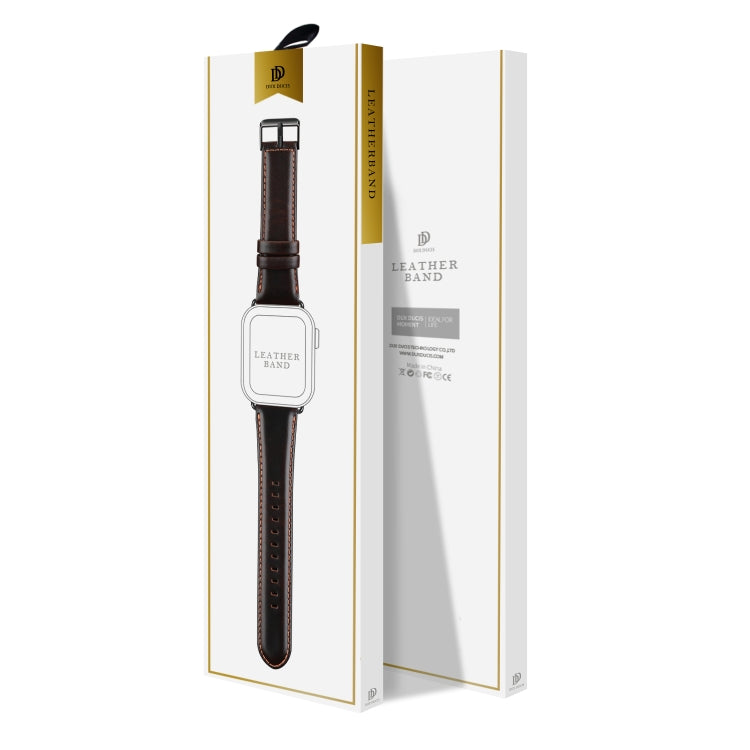 For Apple Watch Ultra 49mm DUX DUCIS Business Genuine Leather Watch Strap(Coffee) - Watch Bands by DUX DUCIS | Online Shopping South Africa | PMC TechLife | Buy Now Pay Later Mobicred