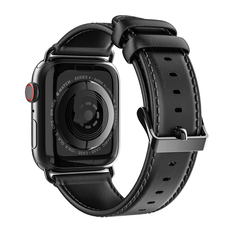 For Apple Watch SE 2022 40mm DUX DUCIS Business Genuine Leather Watch Strap(Black) - Watch Bands by DUX DUCIS | Online Shopping South Africa | PMC TechLife | Buy Now Pay Later Mobicred
