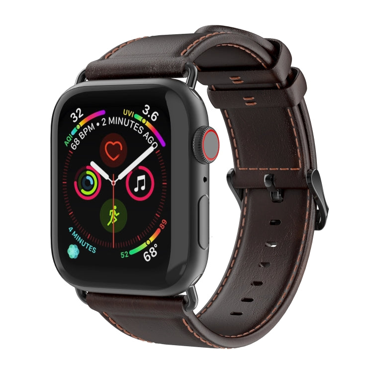 For Apple Watch Series 5 44mm DUX DUCIS Business Genuine Leather Watch Strap(Coffee) - Watch Bands by DUX DUCIS | Online Shopping South Africa | PMC TechLife | Buy Now Pay Later Mobicred