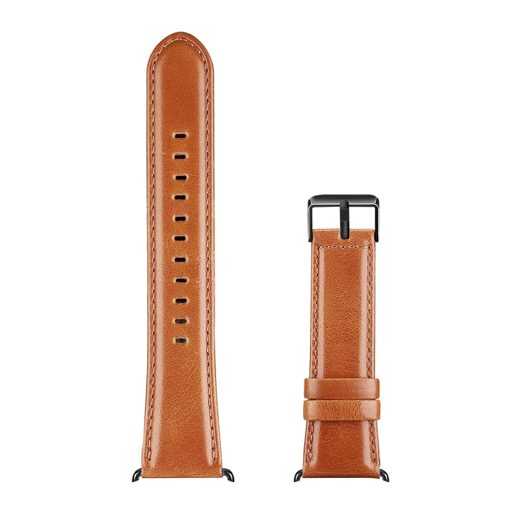 For Apple Watch Series 5 44mm DUX DUCIS Business Genuine Leather Watch Strap(Khaki) - Watch Bands by DUX DUCIS | Online Shopping South Africa | PMC TechLife | Buy Now Pay Later Mobicred