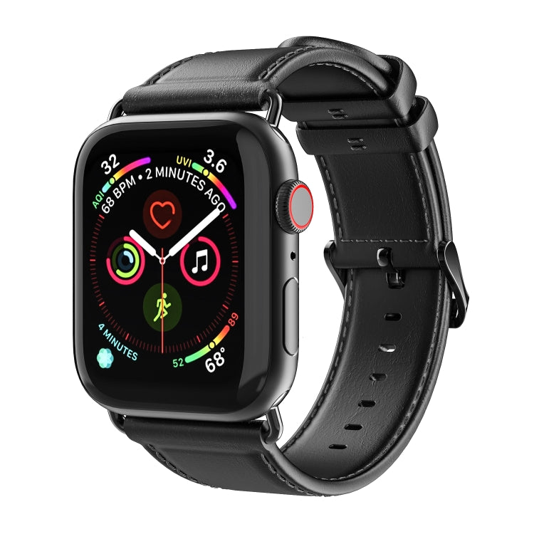 For Apple Watch Series 4 40mm DUX DUCIS Business Genuine Leather Watch Strap(Black) - Watch Bands by DUX DUCIS | Online Shopping South Africa | PMC TechLife | Buy Now Pay Later Mobicred