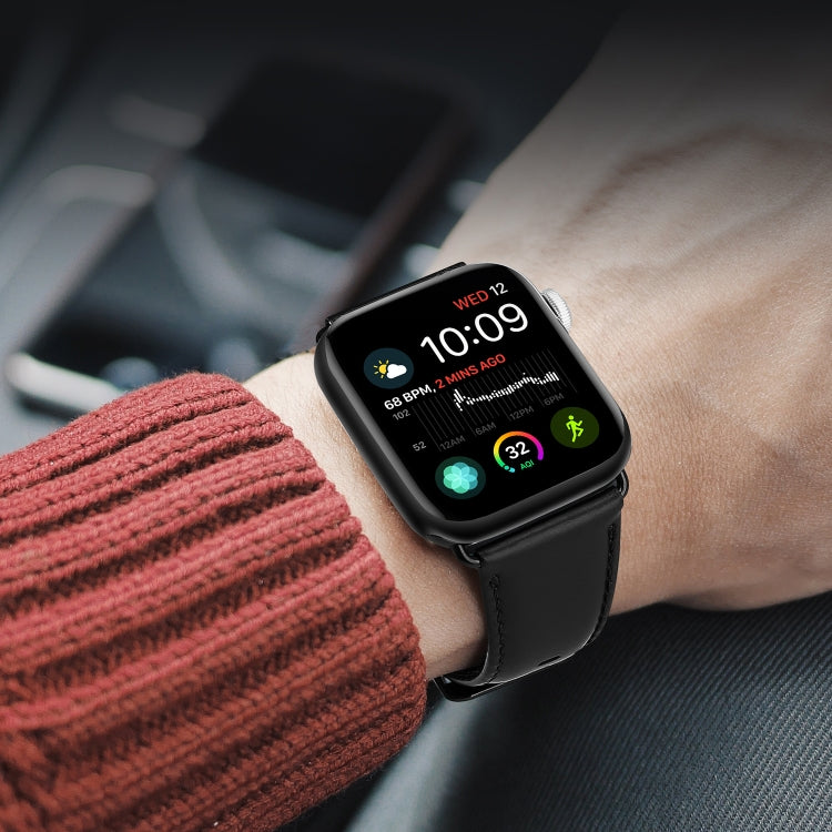 For Apple Watch Series 4 40mm DUX DUCIS Business Genuine Leather Watch Strap(Black) - Watch Bands by DUX DUCIS | Online Shopping South Africa | PMC TechLife | Buy Now Pay Later Mobicred
