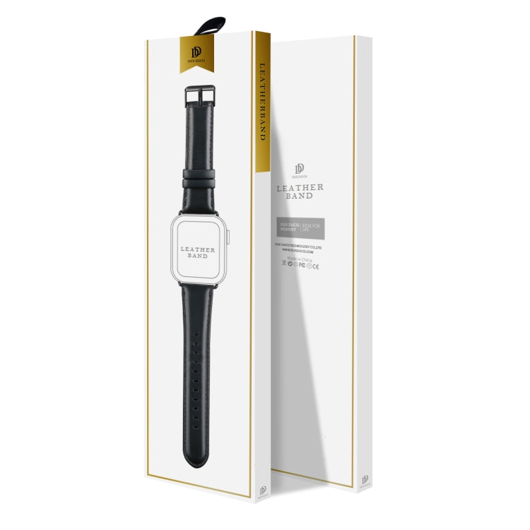 For Apple Watch Series 4 40mm DUX DUCIS Business Genuine Leather Watch Strap(Black) - Watch Bands by DUX DUCIS | Online Shopping South Africa | PMC TechLife | Buy Now Pay Later Mobicred