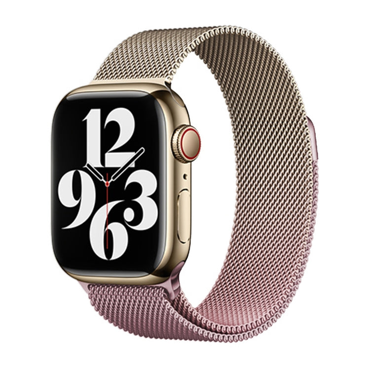 For Apple Watch Series 9 45mm Milan Gradient Loop Magnetic Buckle Watch Band(Gold Light Pink) - Watch Bands by PMC TechLife | Online Shopping South Africa | PMC TechLife