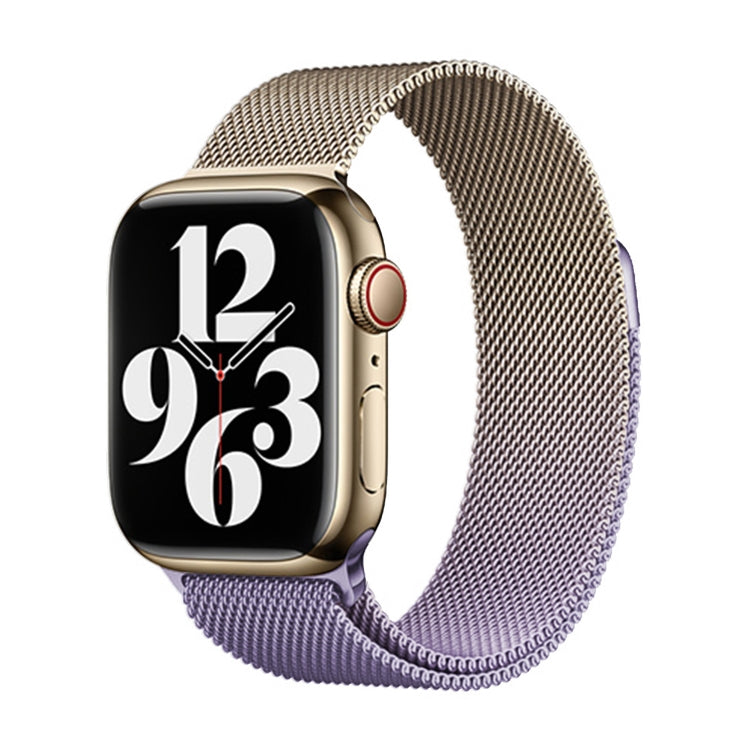 For Apple Watch Series 8 41mm Milan Gradient Loop Magnetic Buckle Watch Band(Gold Lavender) - Watch Bands by PMC TechLife | Online Shopping South Africa | PMC TechLife